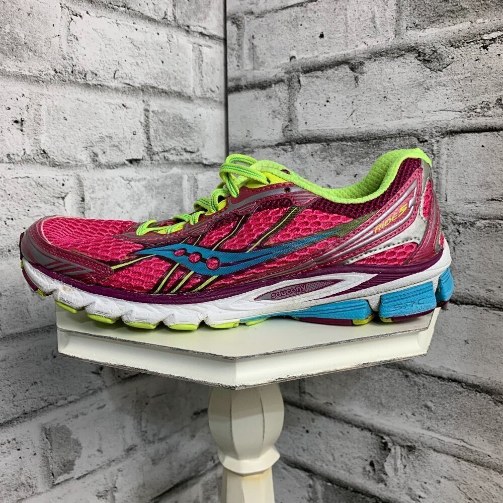 Saucony Ride 5 Pink Athletic Running Cross training Walking Casual Shoes